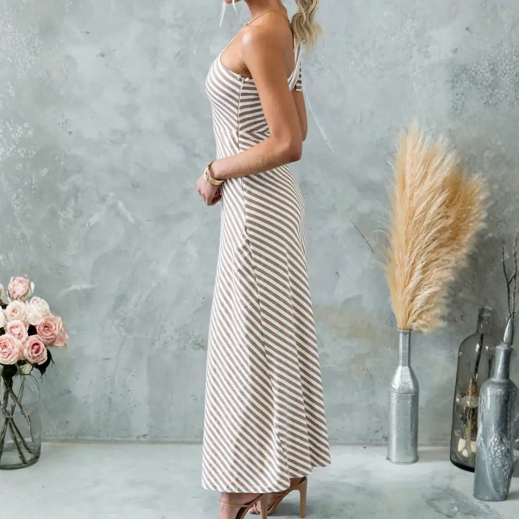 Zavira Striped One-Shoulder Dress